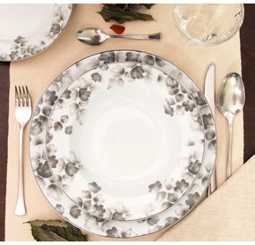Dezertné porcelánové taniere v bielej a svetlosivej farbe v súprave 6 ks ø 19 cm Foliage gray – Villa Altachiara
