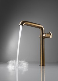 Deante Silia, vysoká umývadlová batéria s pravouhlým výtokom, bronzová, DEA-BQS_C24K