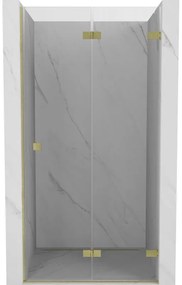 Mexen, Mexen Lunar-F pravé sklápacie sprchové dvere 85 cm, transparentné, brúsené zlaté - 836-085-000-55-00-P