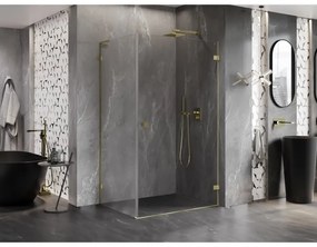 Mexen Lunar-B L pravý výklopný sprchový kút 95 x 70 cm, číre sklo, zlatá matná, 832L-095-070-55-00-P