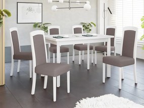 Rozkladací jedálenský stôl so 6 stoličkami - AL26, Morenie: biela - L, Poťahové látky: Hygge D20
