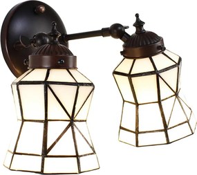 Nástenná lampa Tiffany s bielymi tienidlami Joanne - 30*23*23 cm E14/max 2*25W