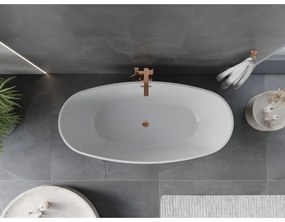 Mexen Olea, voľne stojaca vaňa, vzor, 170 × 80 cm, biela-čierna, ružové zlato prepad, 52821708075-60