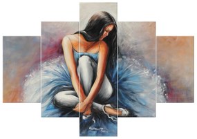 Gario Ručne maľovaný obraz Tmavovlasá baletka - 5 dielny Rozmery: 150 x 70 cm