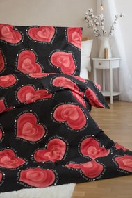 Polybavlnené obliečky na 2 postele VALENTINE, čierne Rozmer obliečky: 2 ks 70 x 90 cm | 2 ks 140 x 200 cm
