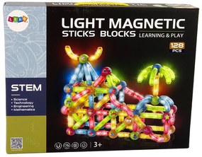 Lean Toys Svietiace magnetické bloky - 128 prvkov