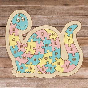 SENTOP | Detské drevené puzzle - Dinosaurus a abeceda A-ZET 26 dielikov | SENTOP H006 H006