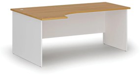 Kancelársky rohový pracovný stôl PRIMO WHITE, 1800 x 1200 mm, ľavý, biela/buk
