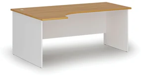 Kancelársky rohový pracovný stôl PRIMO WHITE, 1800 x 1200 mm, ľavý, biela/buk