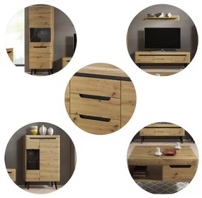 Konferenční stolek Nordi 107 cm černý/dub artisan