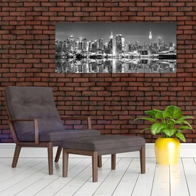 Obraz - New York, čiernobiely (120x50 cm)