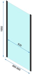 Rea Rapid Slide Wall, 3-stenný sprchovací kút s posuvnými dverami 110 (dvere) x 80 (stena) x 195 cm, 6mm číre sklo, čierny profil, KPL-09877