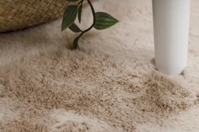 Koberec protišmykový SHAPE 3150 Motýľ Shaggy - camel, béžový plyš