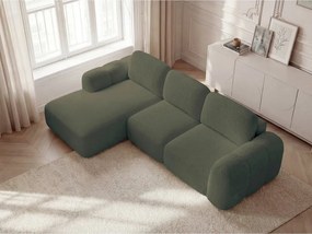Zelená rozkladacia/s úložným priestorom rohová pohovka z textílie buklé (ľavý roh/s leňoškou) Montaigne – Bobochic Paris