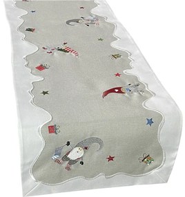 Vianočná štóla na stôl s vyšívkou škriatkov Šírka: 40 cm | Dĺžka: 160 cm