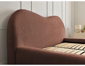 Oranžová čalúnená dvojlôžková posteľ s úložným priestorom s roštom 180x200 cm Orlane – Bobochic Paris