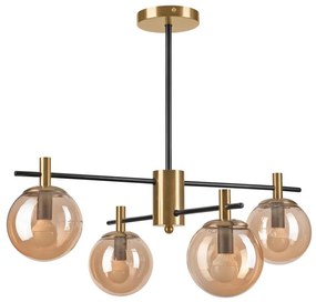 Lamkur Luster na tyči LILOU 4xE14/5W/230V zlatá/čierna/dymová béžová LA49359