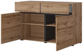 Kombinovaná komoda Cross 119 cm - dub wotan / čierna