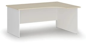 Kancelársky rohový pracovný stôl PRIMO WHITE, 1600 x 1200 mm, pravý, biela/breza