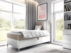 Kontinentálna posteľ Junior Kamire 1, Strana: pravá, Rozmer postele: 100x200, Dostupné poťahy: ekokoža Soft 017 (biela) + Fresh 01