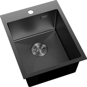 Mexen Solix, 1-komorový nerezový drez 400 x 500 mm, čierna, 6406401000-70