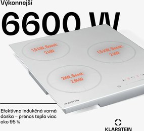 Klarstein Delicatessa Indukčná varná doska, 45 cm, 6600 W, 3 varné platne, Slider-Control, Boost