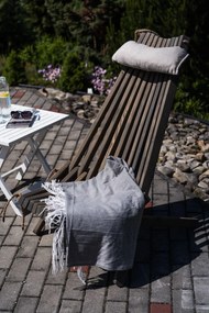 Skladacie drevené záhradné kreslo s vankúšom - šedé