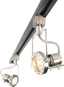 Inteligentná 1-fázová koľajnica čierna s oceľou vrátane 3 WiFi GU10 - Iconic Suplux