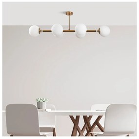 Stropné svietidlo v bielo-zlatej farbe so skleneným tienidlom 40x110 cm Fazli – Opviq lights