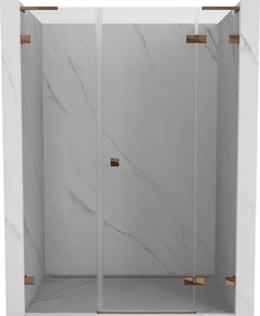 Mexen Lunar L, pravé otočné sprchové dvere 140 cm, 8mm číre sklo, ružové zlato profil, 834SL-140-050-60-00-P