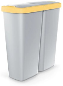 Odpadkový kôš DUO sivý, 50 l, žltá / sivá