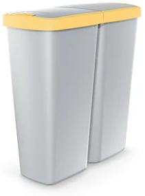 Odpadkový kôš DUO sivý, 50 l, žltá / sivá