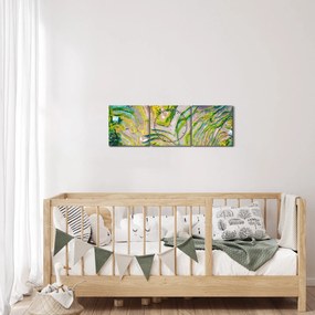 Obraz ryžových polí z vtáčej perspektívy (s hodinami) (90x30 cm)
