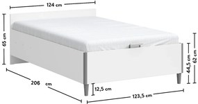 Posteľ 120x200cm s úložným priestorom Pure - biela