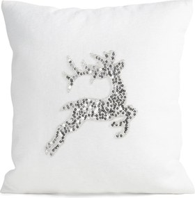 CHLPATÁ VIANOČNÁ DEKORAČNÁ OBLIEČKA NA VANKÚŠ DEER 45X45 CM BIELA