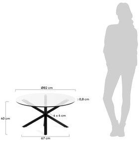 Čierny okrúhly konferenčný stolík so sklenenou doskou ø 82 cm Argo – Kave Home