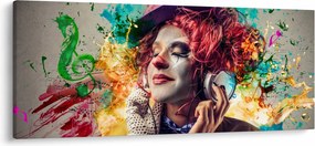 Obraz - Umelkyňa so slúchadlami (120x50 cm)