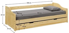 Jednolôžková posteľ 90x200 cm Lusid (prírodná). Vlastná spoľahlivá doprava až k Vám domov. 1040257