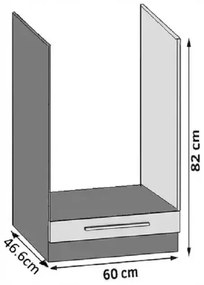 Kuchynská skrinka Belini spodná pre vstavanú rúru 60 cm biely lesk bez pracovnej dosky  INF SDP60/0/WT/W/0/B1