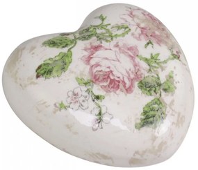 Keramické dekorační srdce s růžičkami Toulouse  - 8*8*4 cm