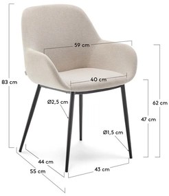 Krémovobiele čalúnené jedálenské kreslo Konna – Kave Home