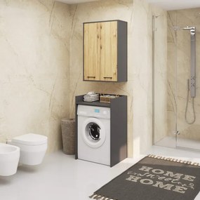 Kúpeľňová skrinka FIN H934 W64 2D grafitová / dub artisan