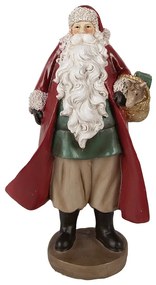 Vianočná dekorácia socha Santa v červenom kabátiku s košíčkom - 14*9*23 cm