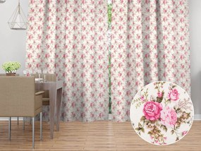 Biante Dekoračný záves PML-107 Ružové ružičky na bielom 145x170 cm