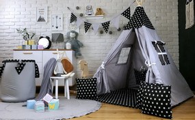 Detský kôš na hračky HVIEZDIČKY - šedočierny