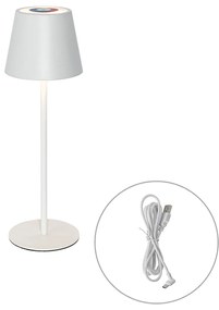 Stolná lampa biela vrátane LED stmievateľná a nabíjateľná RGB IP54 - Murdock