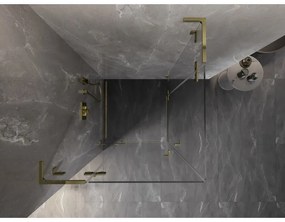 Mexen Lunar, L Duo výklopný sprchový kút 95 x 95 cm, 8mm číre sklo, zlatý profil, 834L-095L-095P-50-00