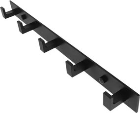 Nástenný vešiak s piatimi háčikmi čierny