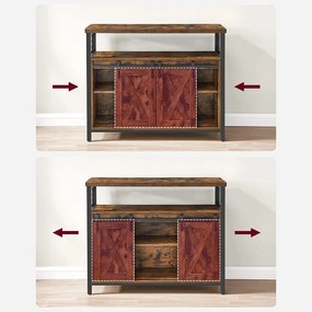 Príborník, Jedálenská skrinka, s posuvnými dvierkami, 33 x 100 x 80 cm, rustikálna hnedá