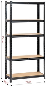 Kovový regál REGMET 70x30x154 cm černý